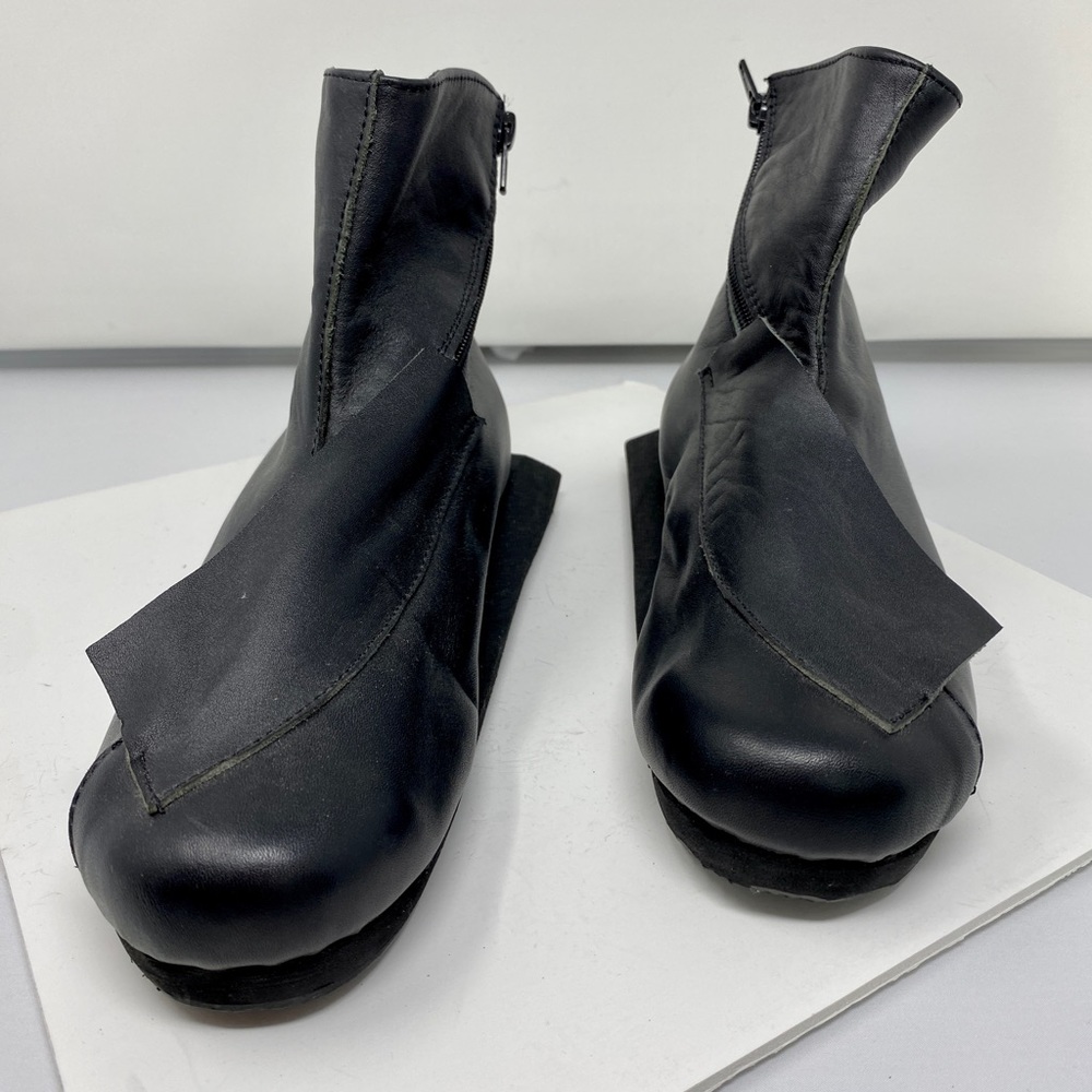 New Unisex black leather concept boots by VOID, New York, in original dust bag